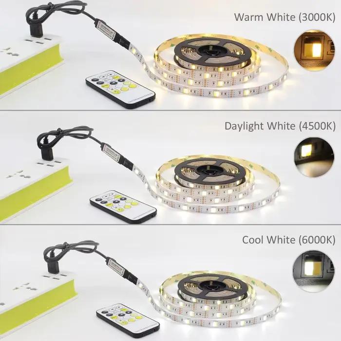 CCT LED bande lumières 5V USB Dimmable 30LED s/m SMD5050 CW WW double ruban Flexible blanc RF télécommande rétro-éclairage TV éclairage