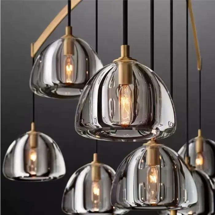 Design américain moderne cuivre chevet décor suspension lampe cuisine île salle à manger salon luxe minimaliste lustre