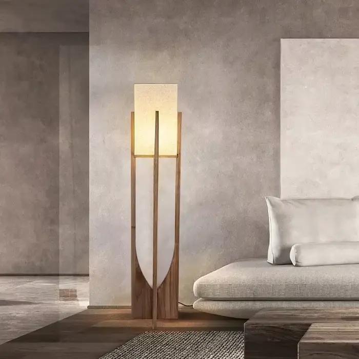 Lampadaire moderne nordique lampe sur pied japonaise en bois massif pour salon chambre hôtel lampe en tissu vintage lampe de Table de chevet