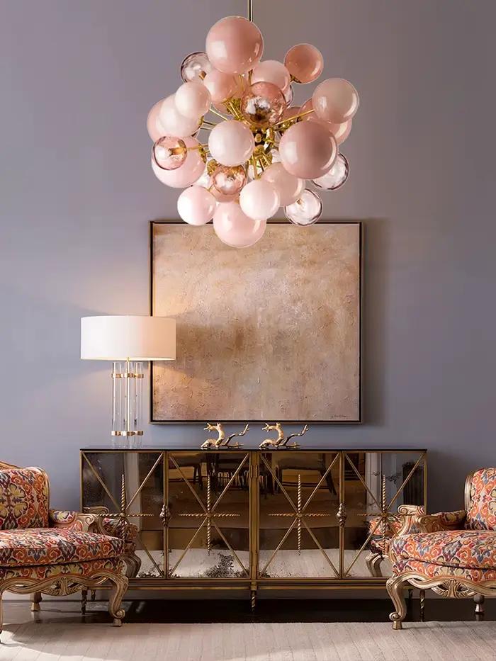 Bolles roses Blast Art lustre en verre Design moderne luminaire LED Design européen Villa Foyer salon plafond déco