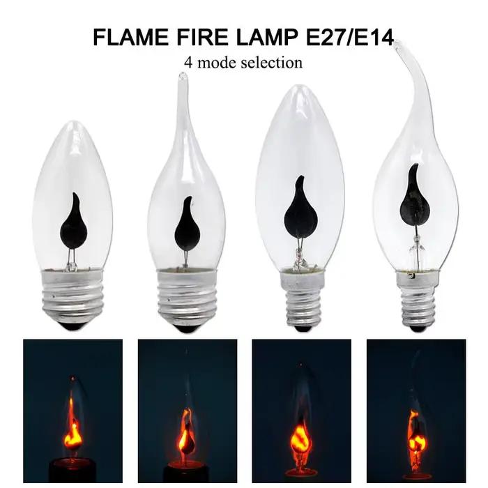 Edison Led bougie ampoule E14 E27 LED effet de flamme ampoule 3W AC220V maison pour décor éclairage Ampoule bougie ampoule