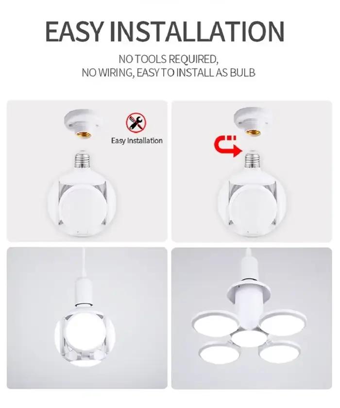 Ampoule LED E27 UFO pliable avec pales de ventilateur pour plafonnier