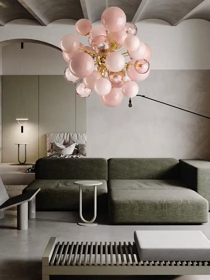 Bolles roses Blast Art lustre en verre Design moderne luminaire LED Design européen Villa Foyer salon plafond déco