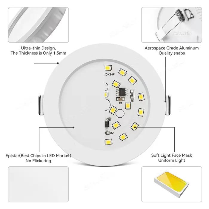 Spot Lumineux LED Circulaire Encastrable pour le Plafond, Éclairage d'Nik, 5/7/9/12/20W, 220V, 10 Pièces/Lot