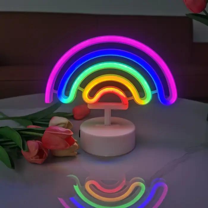 Lampes néon arc-en-ciel mignonnes, alimentées par USB ou piles, pour la maison, les mariages, les fêtes d'anniversaire, la décoration de bureau pour le Mois de la fierté, cadeaux
