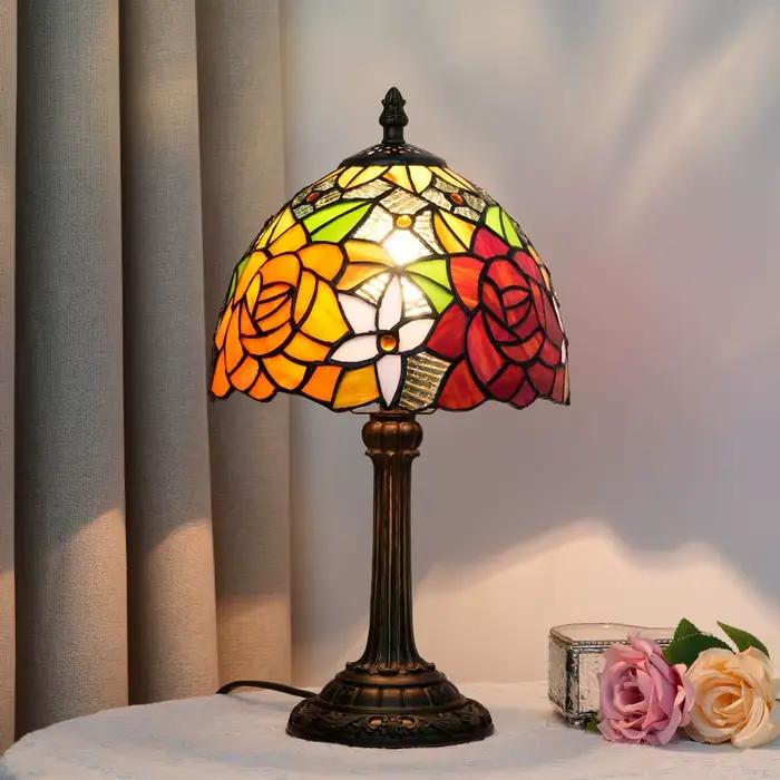Lampe de Table baroque couleur verre abat-jour Base en résine rétro Style méditerranéen