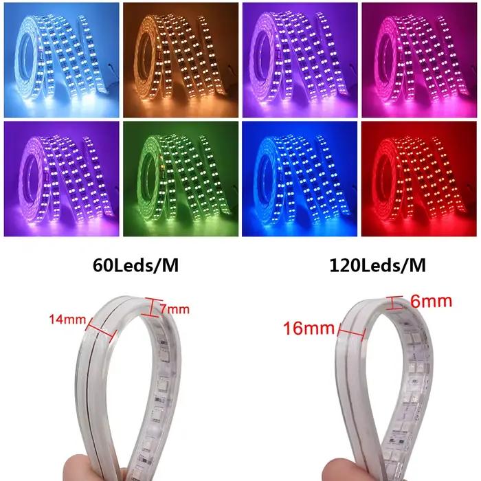 Bande lumineuse Flexible à 60/220 LED avec télécommande, rvb, 120 V, étanche, ruban extérieur, IP65, pour décoration de la maison