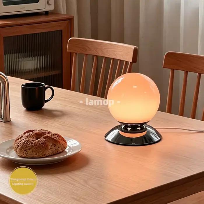 Lampe de table en verre Globe Spire, style nordique, crème, INS, lampe de chevet, 3 températures de couleur, lampe de table pour la décoration de la chambre à coucher