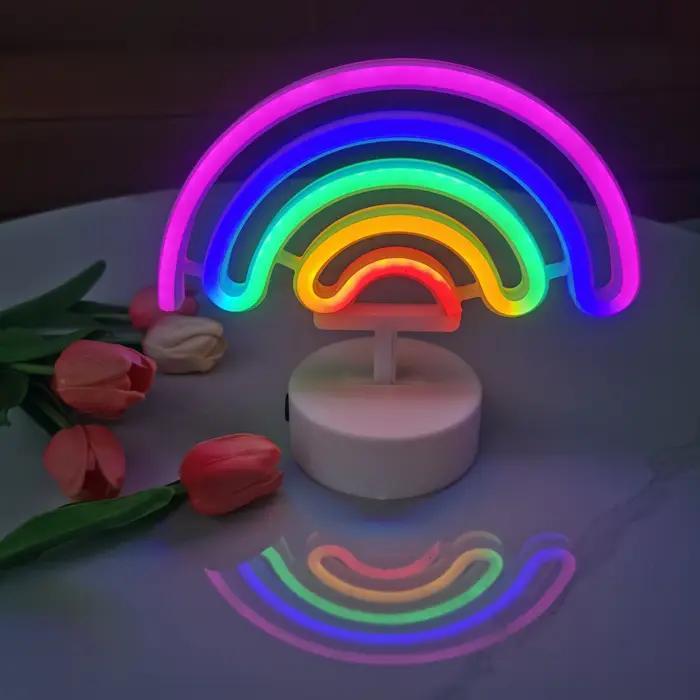 Lampes néon arc-en-ciel mignonnes, alimentées par USB ou piles, pour la maison, les mariages, les fêtes d'anniversaire, la décoration de bureau pour le Mois de la fierté, cadeaux