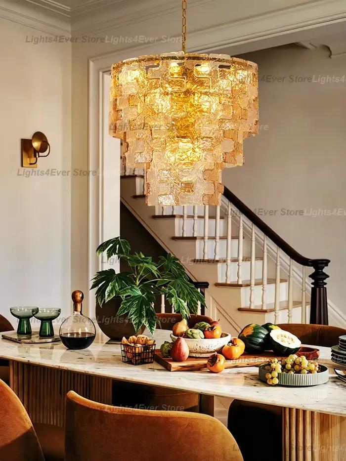Lustre suspendu LED moderne et tendance en verre de Murano rose, nouvelle collection 2026, pour la maison et le salon, Italie