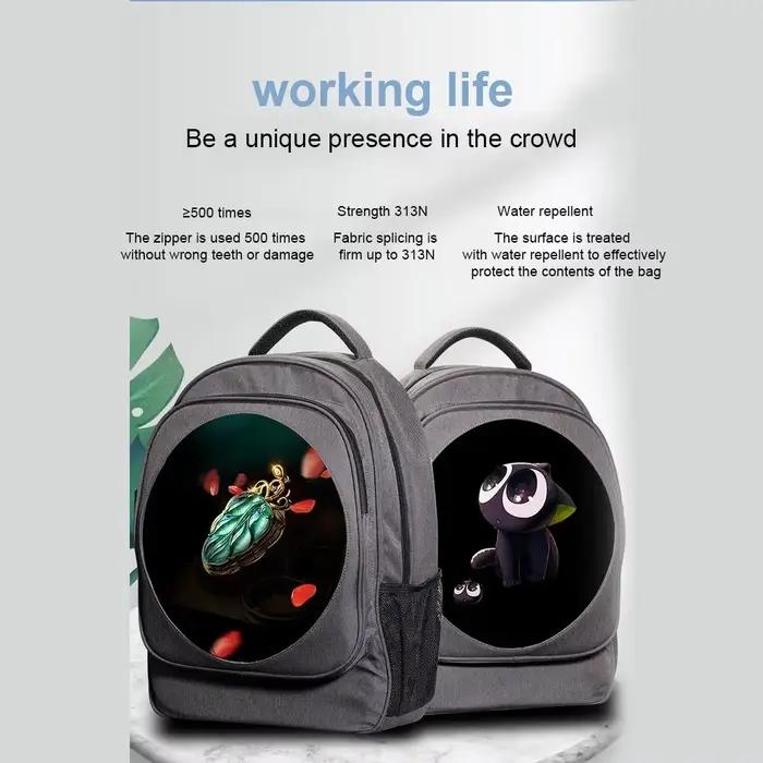 Projecteur d'hologramme 3D, ventilateur publicitaire, sac à dos, écran d'affichage LED, sac à bandoulière, lecteur de lampe holographique, mobile pour l'extérieur