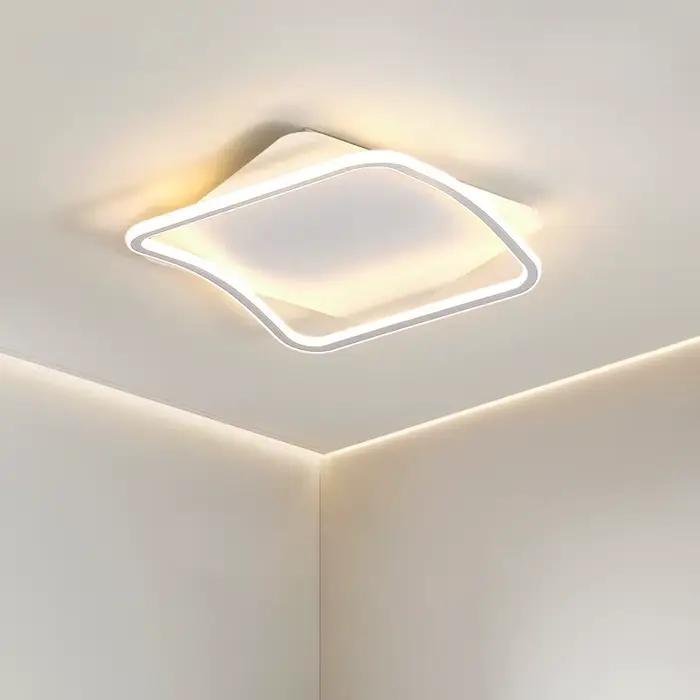 Plafonnier LED moderne acrylique avec finition en acier plaqué pour chambres, salles d'études et chambres de bébé