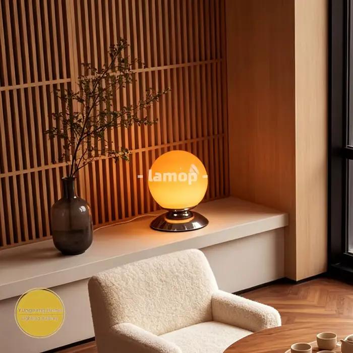 Lampe de table en verre Globe Spire, style nordique, crème, INS, lampe de chevet, 3 températures de couleur, lampe de table pour la décoration de la chambre à coucher