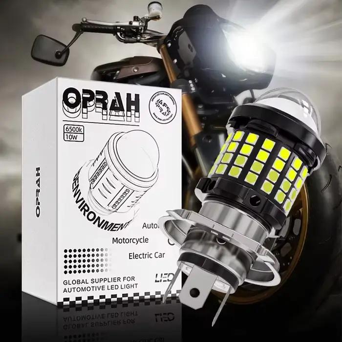 Oprah H4 LED ampoules de phares de Moto Super lumineuses 12V 4800LM 3030 Led Moto lumière salut Lo faisceau 6000K lampe blanche Canbus 9003 HB2