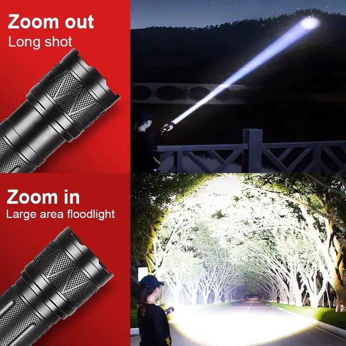 2025 Nouvelles lampes de poche laser blanches 15000 mAh 990000 LM lampe de poche Ultra puissante Zoom USB lanterne Rechargeable torche de Camping en plein air