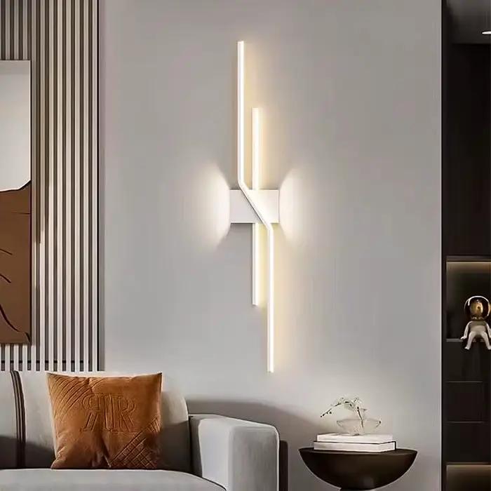 Applique murale LED moderne noire et blanche pour salon, chambre à coucher, chevet, éclairage décoratif de fond de mur, couloir, éclairage intérieur