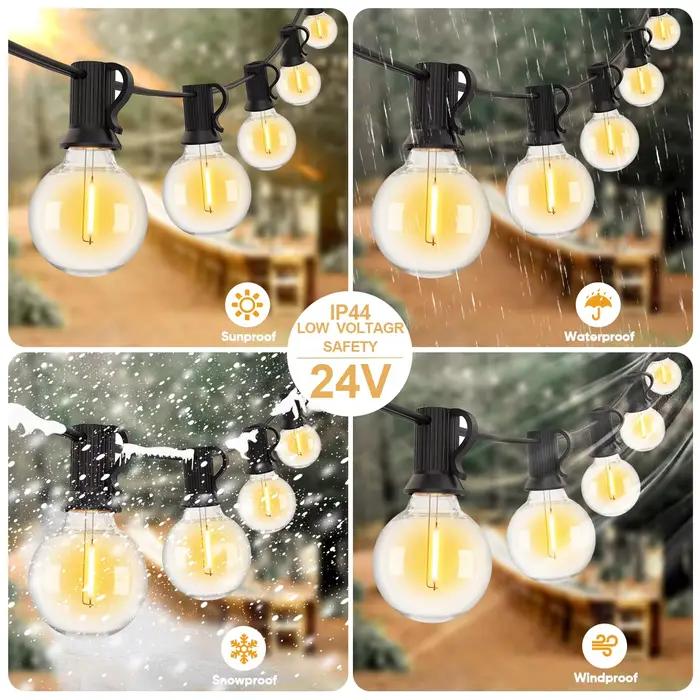 Guirlande lumineuse Led G40 24V, 15M 30M, avec télécommande, variable, étanche, pour l'extérieur, pour mariage, décoration du nouvel an