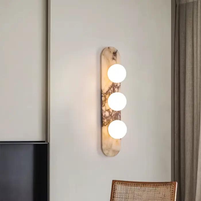 Lampe murale Led créative en marbre, décoration intérieure de maison, appliques murales en pierre naturelle pour salon, chambre à coucher, applique de chevet, lampe d'allée