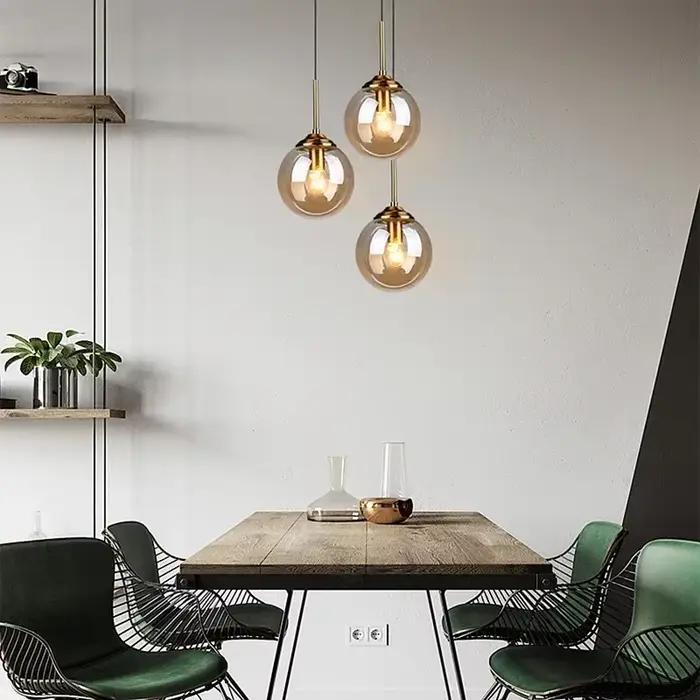 Lampe suspendue en verre LED nordique moderne de luxe