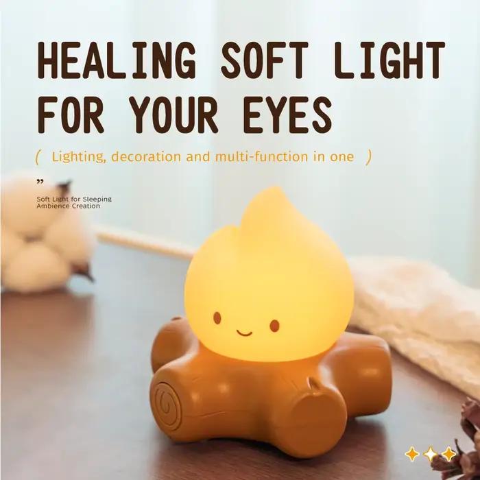 Feu de camp veilleuse mignon en Silicone souple lampe de sécurité décorations synchronisation réglable décor de chevet enfants bébés cadeaux d'halloween