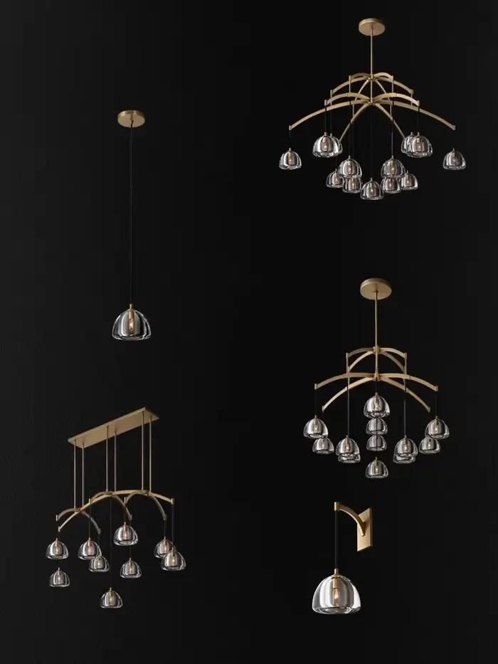 Design américain moderne cuivre chevet décor suspension lampe cuisine île salle à manger salon luxe minimaliste lustre