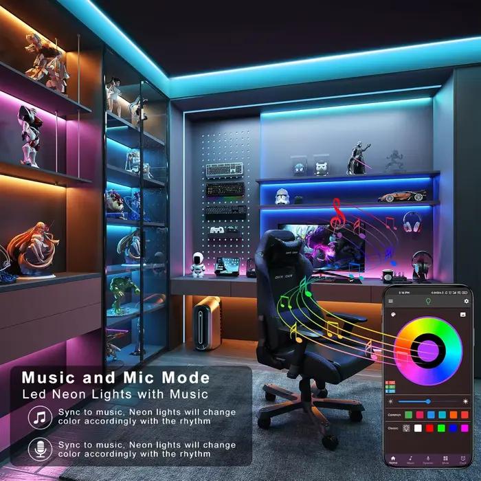 Ruban LED avec télécommande 44 touches, 1m, 5m, 10m, 20m, bande LED RGB pour mur, chambre, décoration de fête, rétroéclairage TV