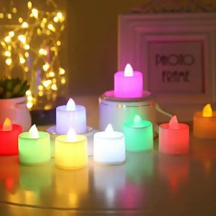 Bougie LED sans flamme, lampe à thé créative de souhait, blanc chaud, décoration d'halloween, de mariage et de noël