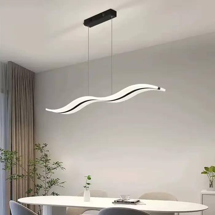 Lampe à pendentif LED moderne lustre à bande minimaliste pour salon salle à manger cuisine île décor à la maison luminaire suspendu
