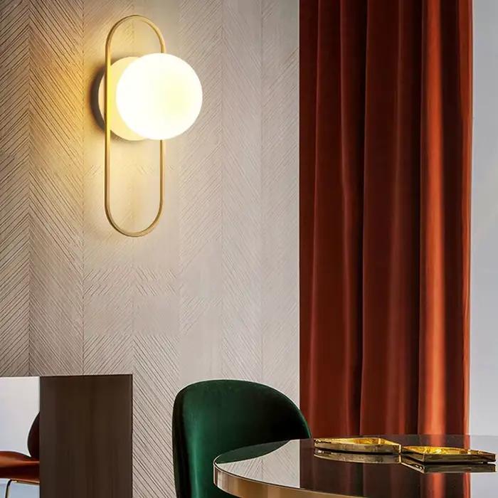 Lampes murales LED d'intérieur pour chambre à coucher de chevet avec ampoule G9 9w LED boule de verre éclairage mural applique murale pour salle à manger noir or