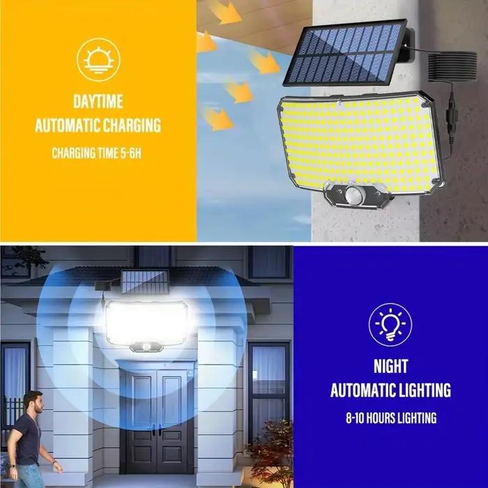 106/234LED lumière solaire COB applique capteur de mouvement lampe solaire étanche extérieure lumière du soleil clôture réverbère décoration de jardin