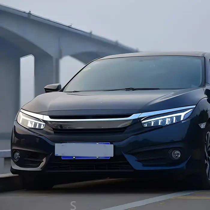 Feux avant de voiture pour Honda Civic X 10Th 2016 – 2021, ensemble de lentilles de phares automobiles LED, mise à niveau, accessoires de Style ailes d'ange