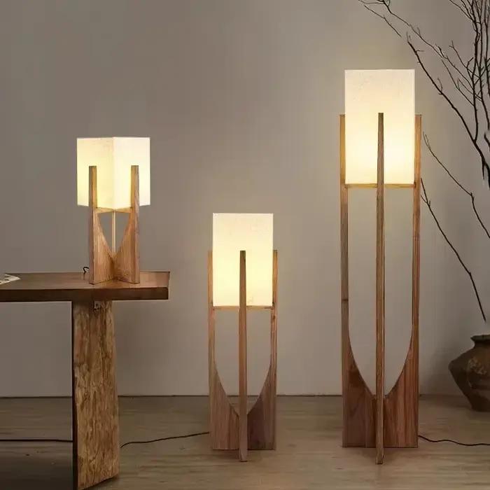 Lampadaire moderne nordique lampe sur pied japonaise en bois massif pour salon chambre hôtel lampe en tissu vintage lampe de Table de chevet