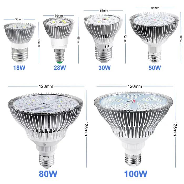 Lampe LED à spectre complet pour plantes, lampe E27 pour culture hydroponique intérieure, ampoule de croissance LED 18W 28W 30W 50W 80W 100W