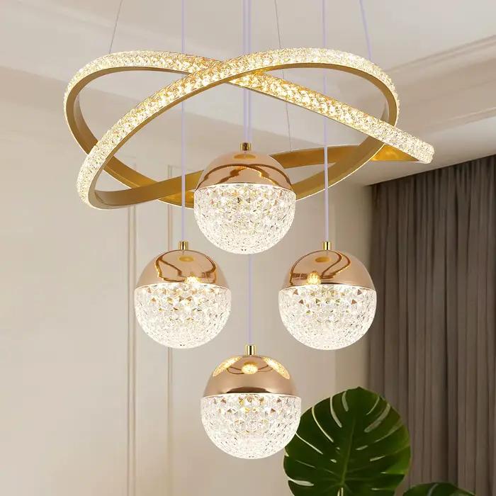 Lustre LED moderne, trois couleurs LED, éclairage nordique pour restaurant, lustre de salon, lampe suspendue, luminaire