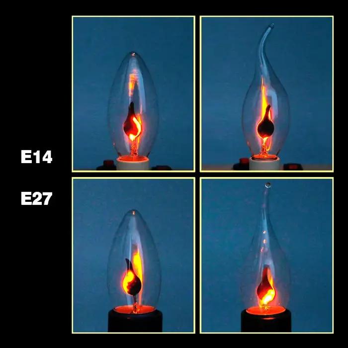 Edison Led bougie ampoule E14 E27 LED effet de flamme ampoule 3W AC220V maison pour décor éclairage Ampoule bougie ampoule