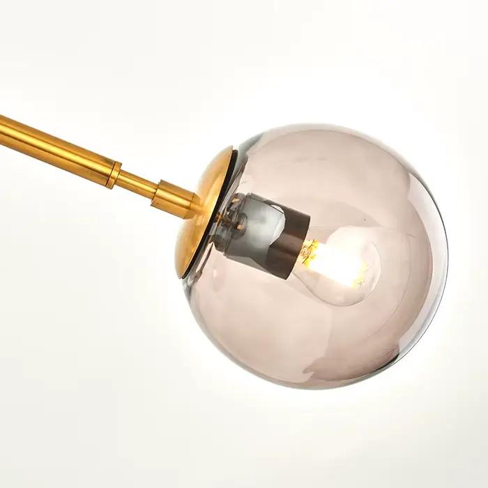 Art nordique bande verre pendentif LED lumières moderne boule de verre Suspension LOFT plafond lustre lampe à main fumée or suspension