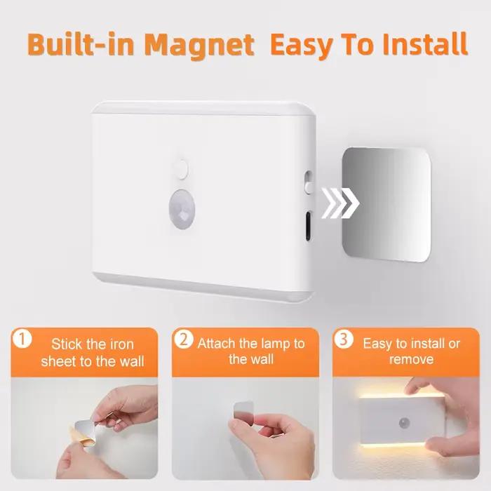 Applique murale LED avec détecteur de mouvement, veilleuse pour escaliers, variable, Rechargeable, pour intérieur, chambre à coucher, armoire, cadeau, décoration, éclairage intérieur