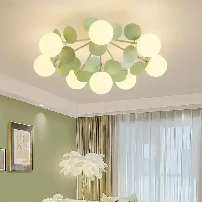Nordique vert haricot magique molécule verre lustre chambre vie Restaurant décoration de la maison éclairage pendentif lumières LED