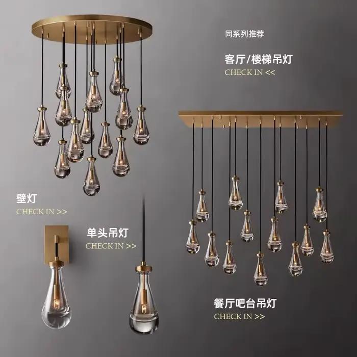 Lampe à suspension moderne en forme de goutte de pluie