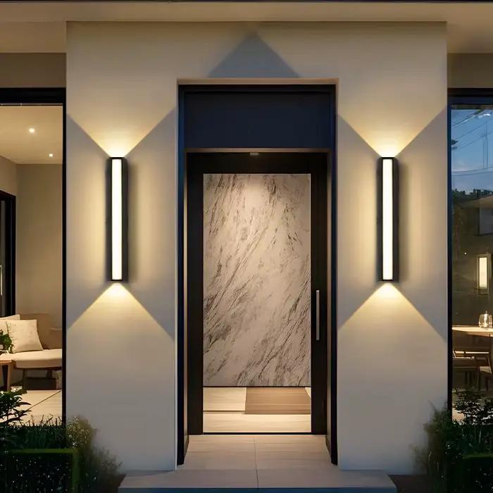Mur LED moderne lumières étanche applique extérieure longue bande IP65 aluminium applique murale jardin porche luminaires Luminaire