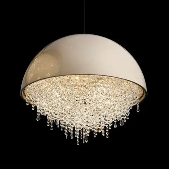 Plafonnier LED circulaire en cristal de luxe, ampoules G9, éclairage d'intérieur, luminaire décoratif de plafond, idéal pour un salon, une villa ou une salle à manger, design Milan