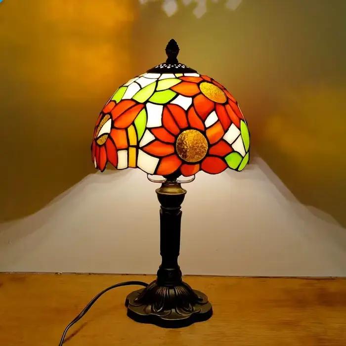 Lampe de Table baroque couleur verre abat-jour Base en résine rétro Style méditerranéen