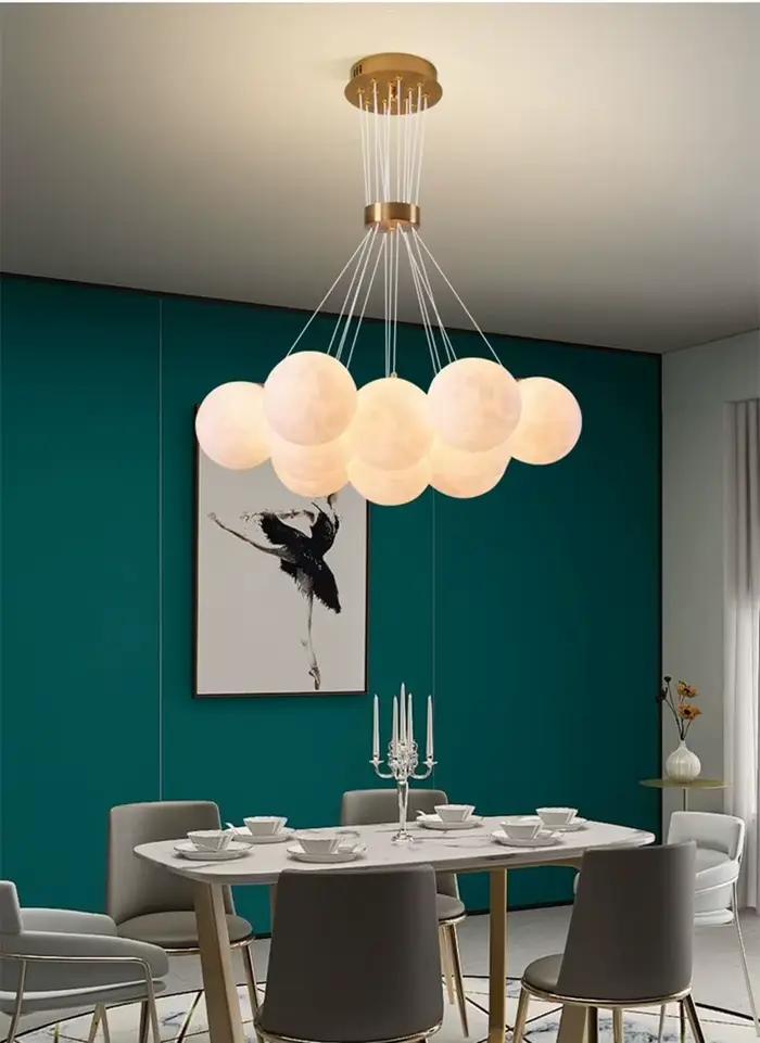 Plafonnier LED suspendu en forme de lune, design nordique, impression 3D, luminaire décoratif d'intérieur, idéal pour un salon, une chambre d'enfant ou une chambre à coucher