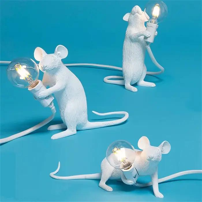 Livraison directe souris lampe nordique LED lampe de Table moderne maison chambre Table de chevet lumières intérieur décoration de la maison éclairage support lampes
