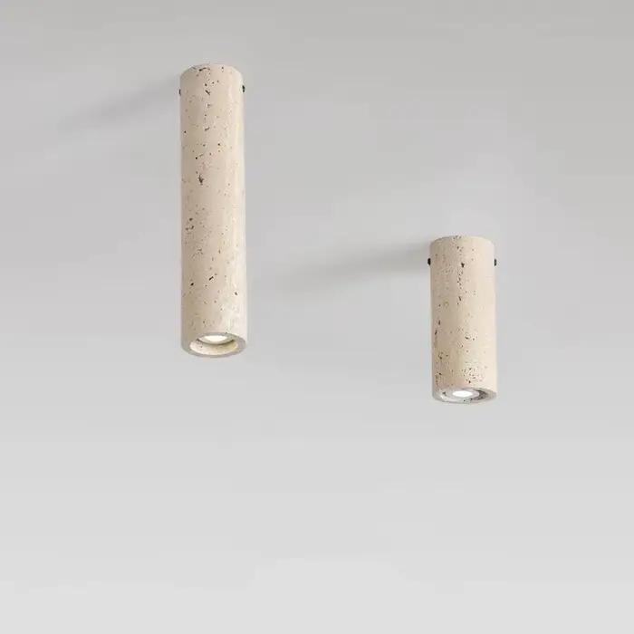 Plafonnier cylindrique en travertin, DownLight en pierre avec ampoule Spot E27, balcon, Dressing, comptoir, luminaires