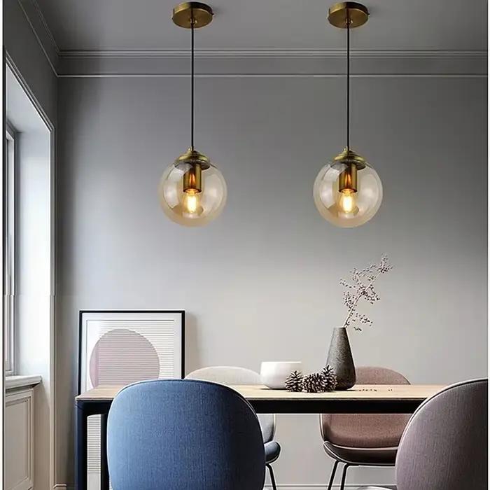 Lampe suspendue en verre LED nordique moderne de luxe