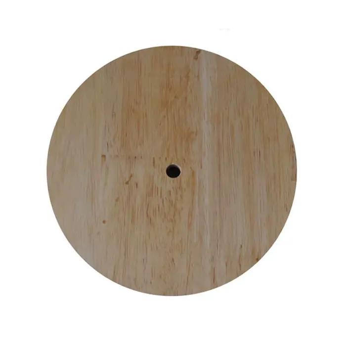 Support de lampe de table en bois massif circulaire avec interrupteur marche/arrêt sur cordon, support de lampe de chevet E27 à brancher pour l'éclairage domestique