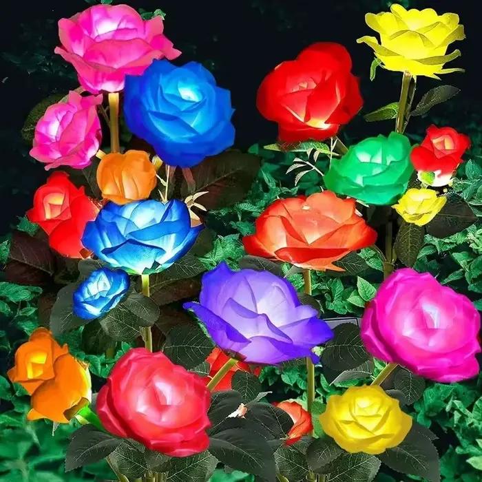 5 têtes Rose pelouse lampe lumières solaires extérieur décoratif solaire jardin lumières pour cour Patio jardin mariage décor fée lumières