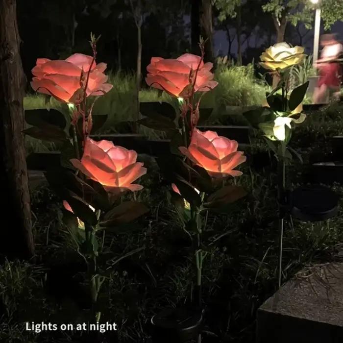 Lampe de pelouse LED personnalisée Solar Luminous Artificial Rose pour jardin extérieur éclairage durable et moderne à offrir pour femmes et hommes occasions spéciales
