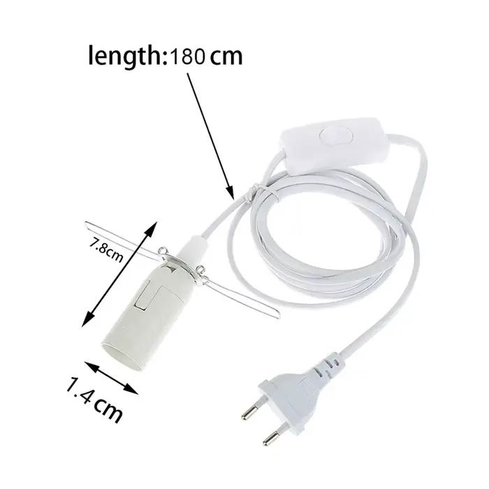 Câble d'alimentation de 1.8m, prise E14 E27, base de lampe avec fil de commutation pour ampoule LED suspendue, support de suspension, prise ue